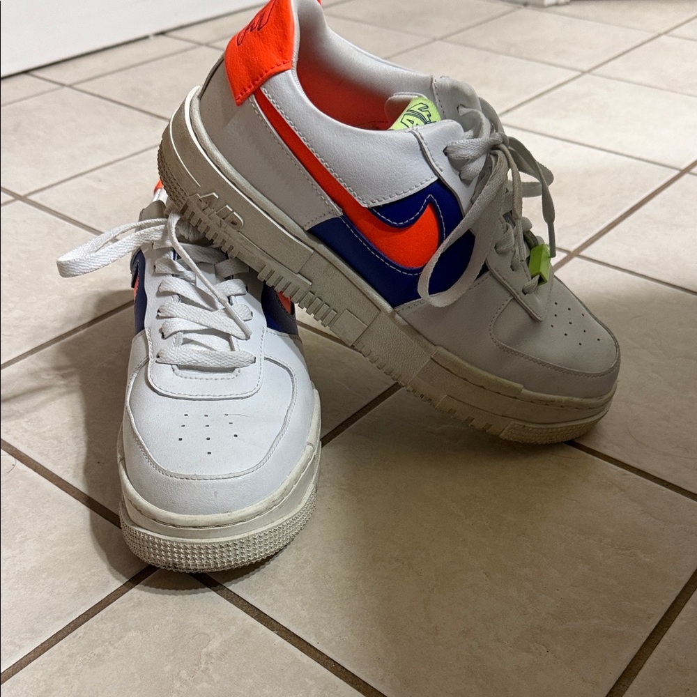 Nike White, Orange, and Blue Sneakers
